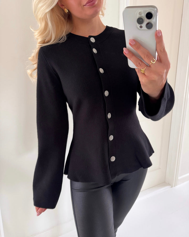 Y.A.S cardigan pimi ls peplum knit black