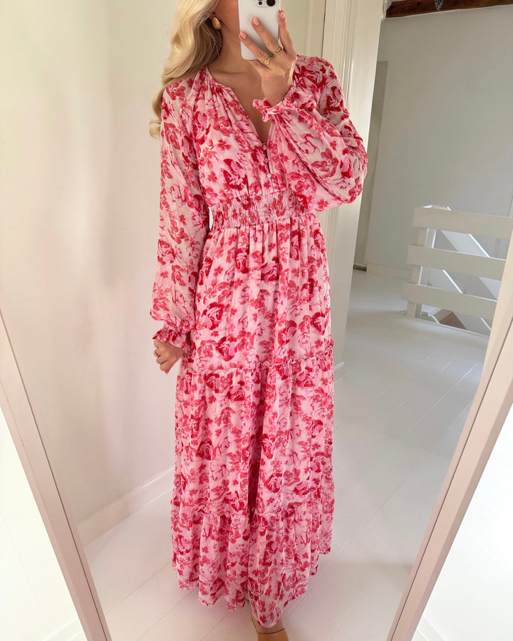 Aware by Vero Moda kjole maude ls v-neck pink marshmallow/camellia rose