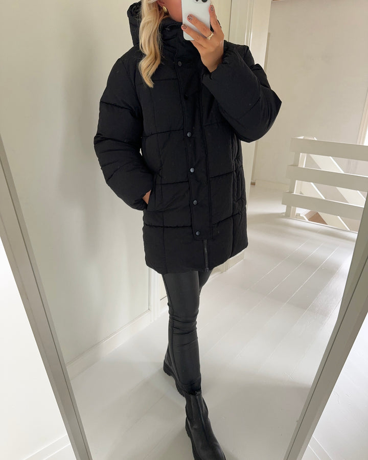 JDY jakke wonder long hood black
