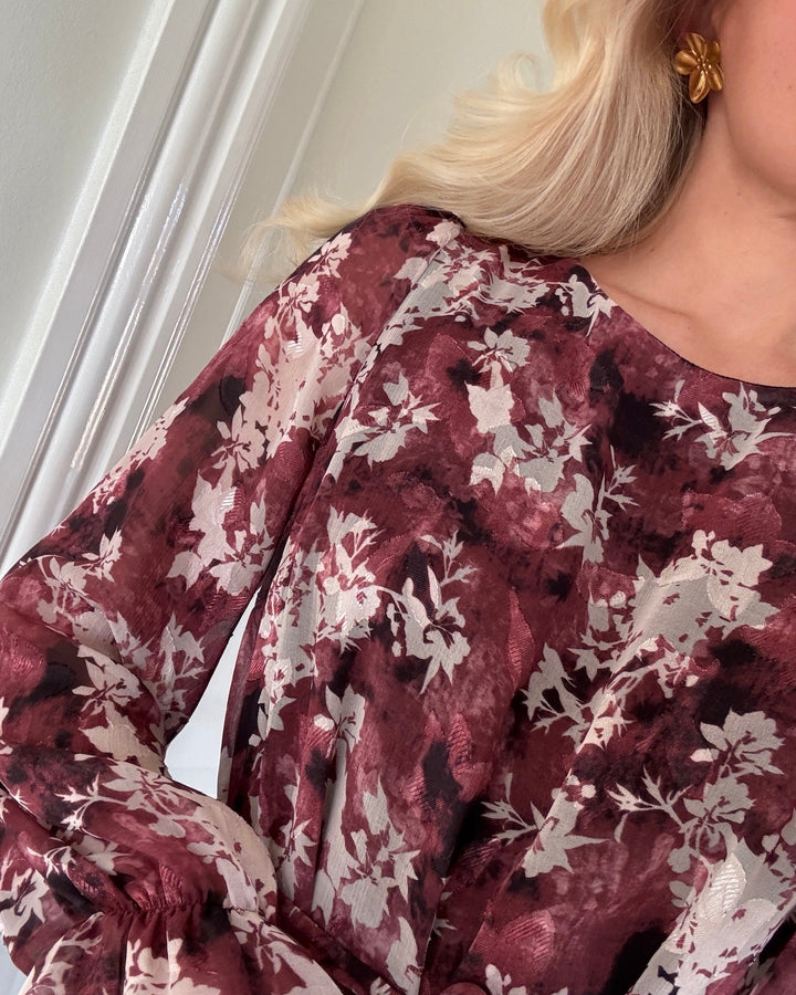 Sister's Point kjole noki-dr34 bordeaux flower