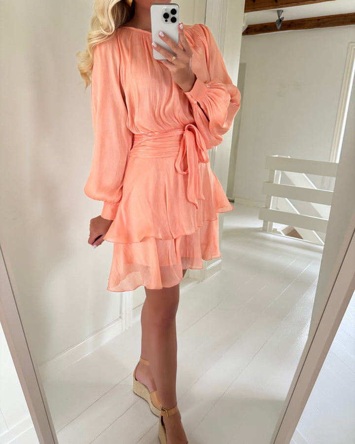 Vero Moda kjole elisa ls detail short orange chiffon