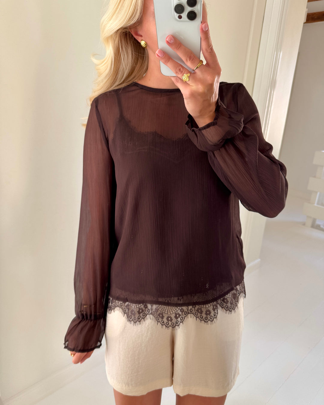 Vero Moda top lalie ls lace chocolate torte