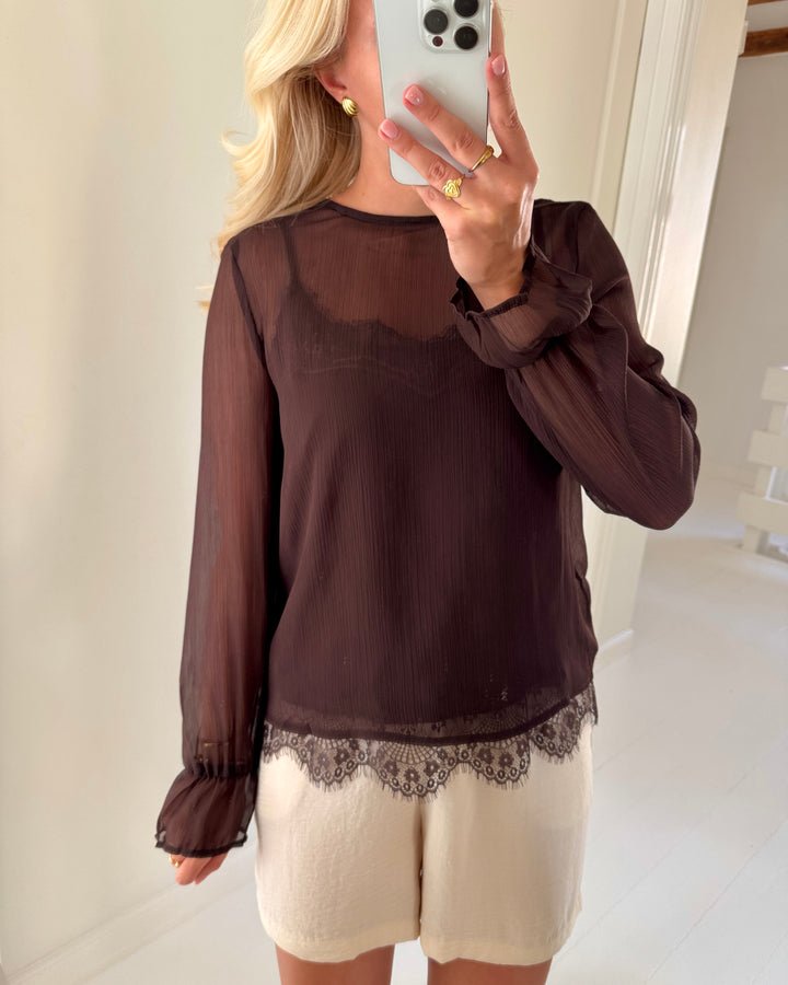 Vero Moda top lalie ls lace chocolate torte