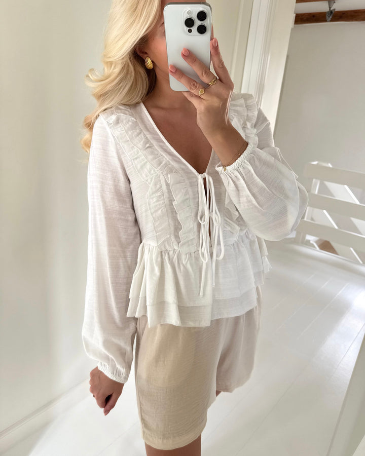 Vero Moda bluse zoey ls flounce snow white