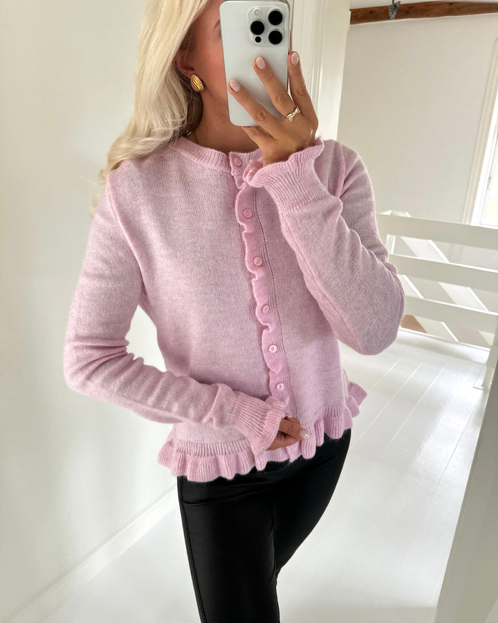 JDY cardigan letty l/s on frill knt pink lady/melange