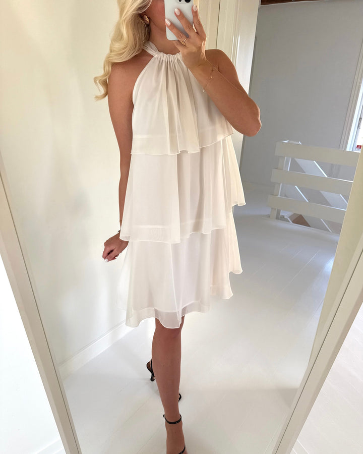 Y.A.S kjole eloise sl halterneck white alyssum