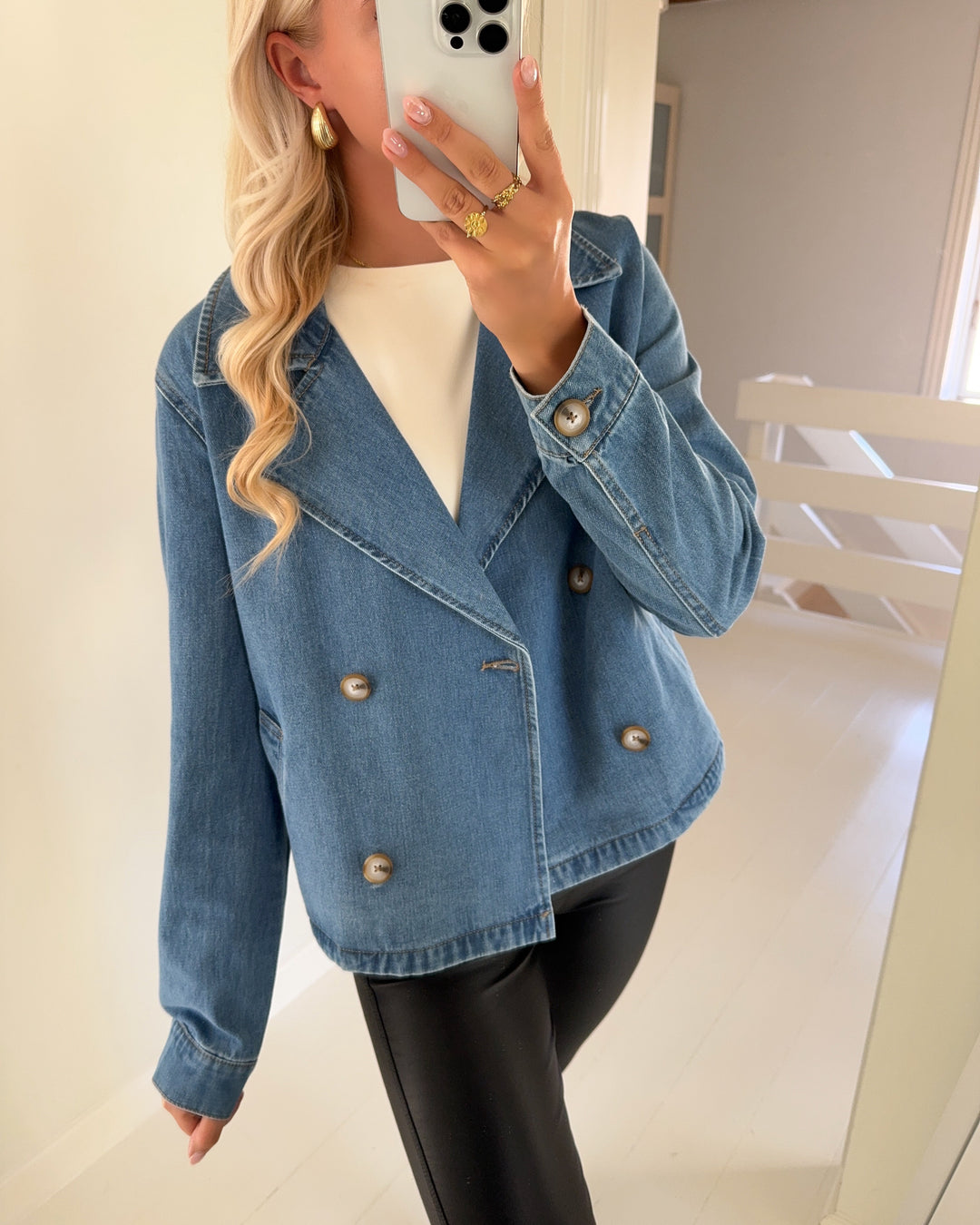 JDY jakke trina ls medium blue denim