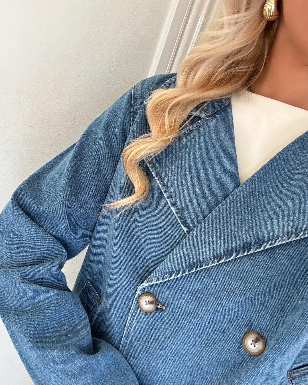 JDY jakke trina ls medium blue denim