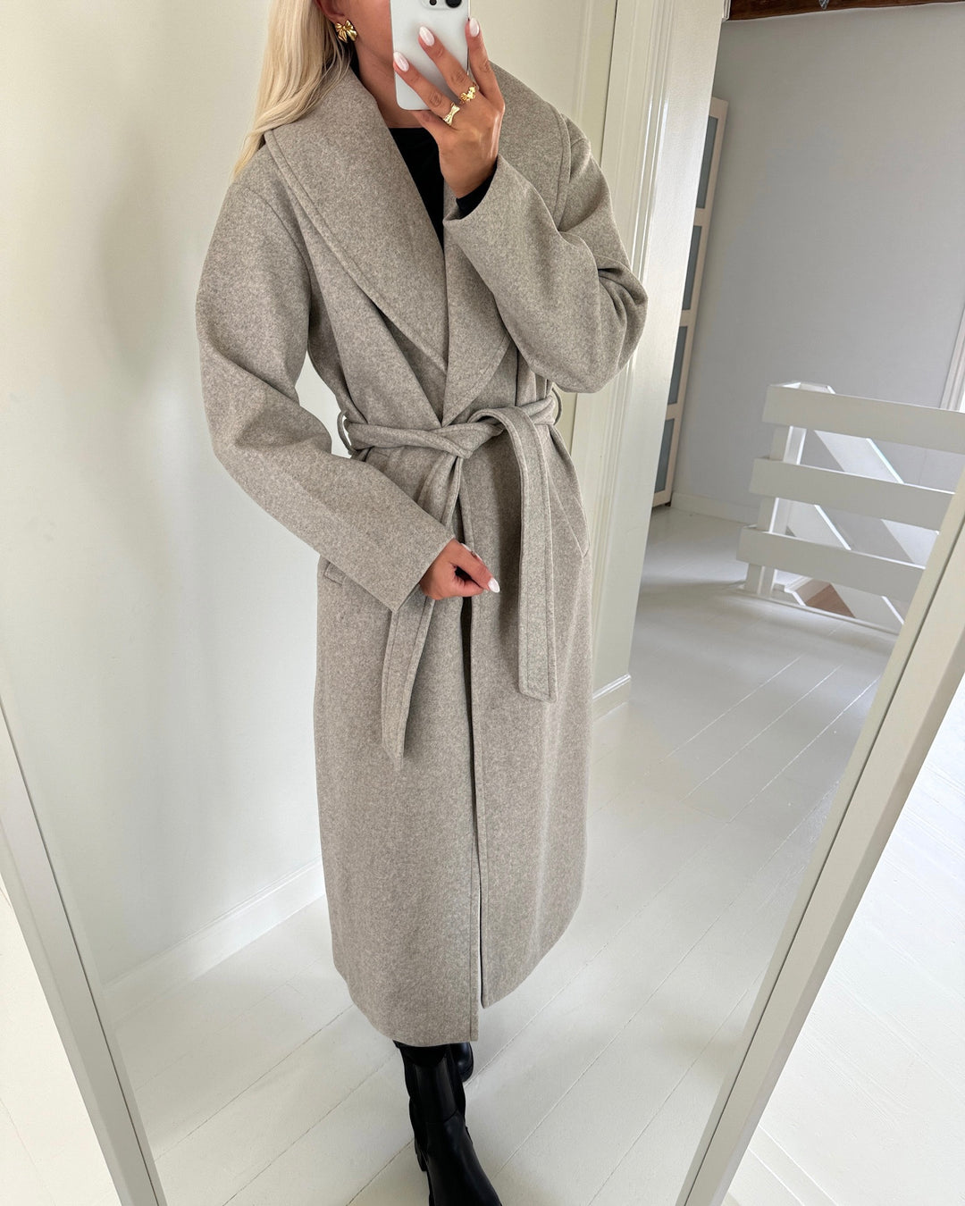 Vero Moda frakke anne bergen xtra long silver mink/melange