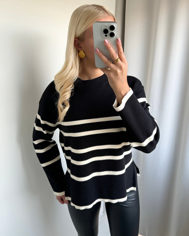 Vero Moda striktrøje saba stripe black/w birch