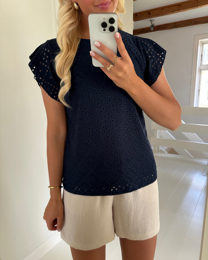 Vero Moda t-shirt tassa sl frill navy blazer