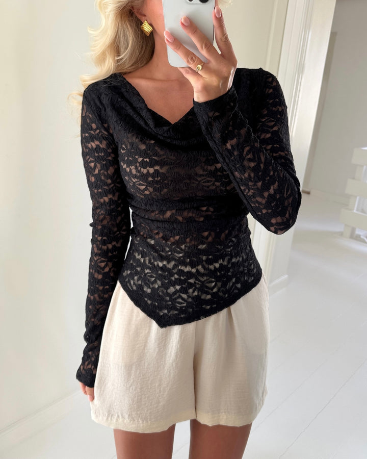Vero Moda bluse talula ls boat black - FORUDBESTILLING LEV. UGE 23