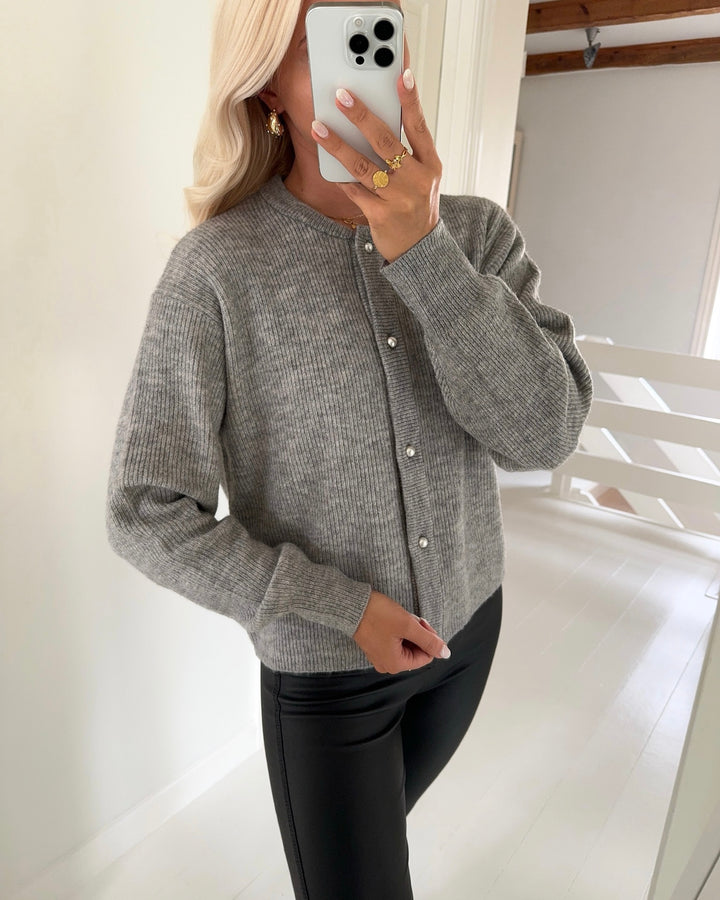 JDY cardigan lumi life ls button knit medium grey melange