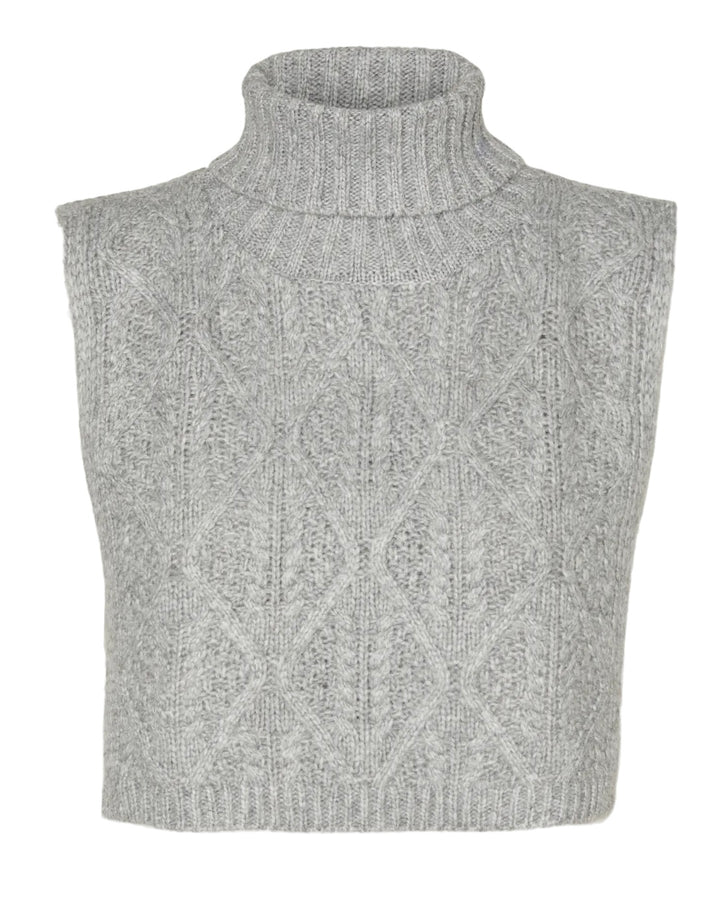 Vero Moda halsklæde sandy cable bibneck light grey melange
