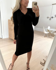 Kiara ls v-neck dress black