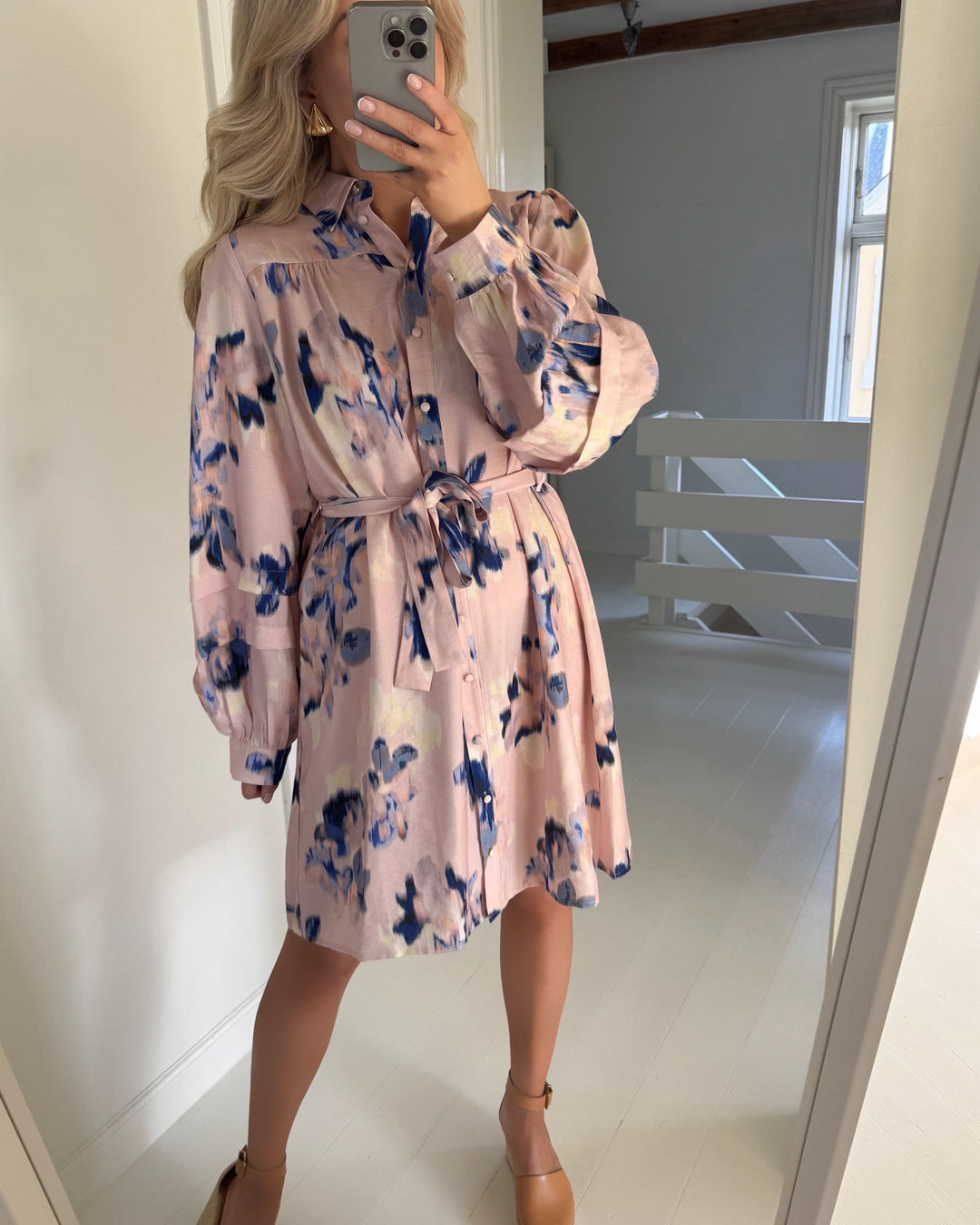 Y.A.S kjole seraki ls shirt cameo rose/seraki print
