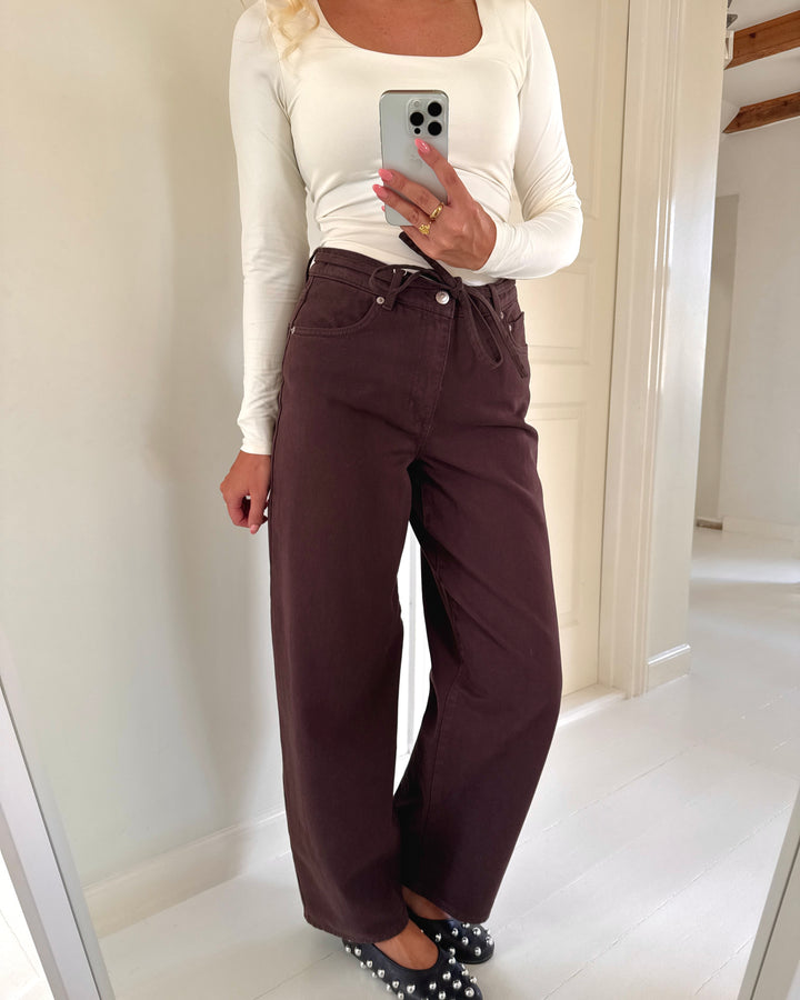 Only jeans gianna mw straight dark brown denim