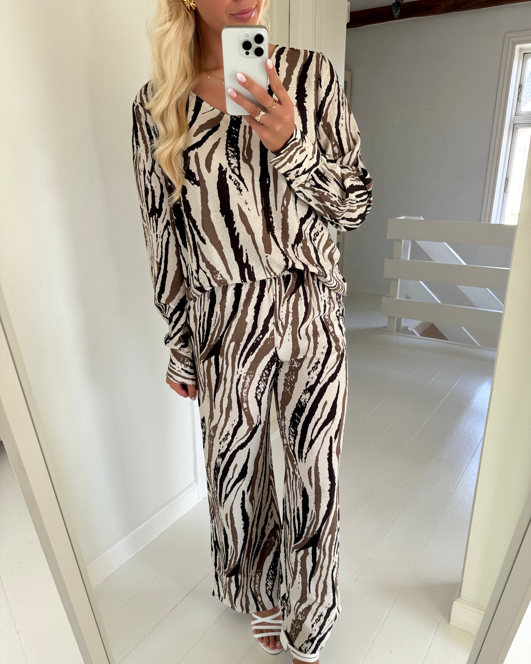 JDY bukser troya life mw wide birch w. multi zebra