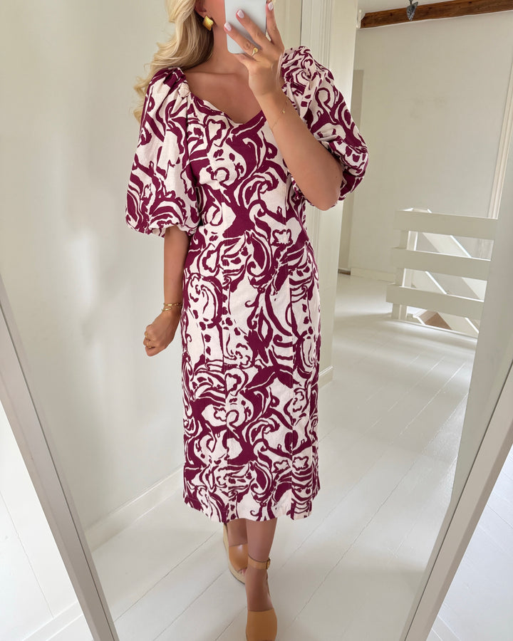 Y.A.S kjole fleur 2/4 midi pristine/fleur
