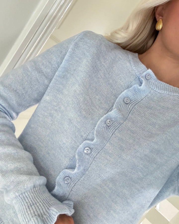 JDY cardigan letty l/s on frill knt cashmere blue/melange