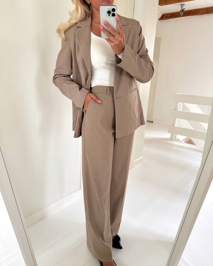 Pieces blazer rosa ls loose greige