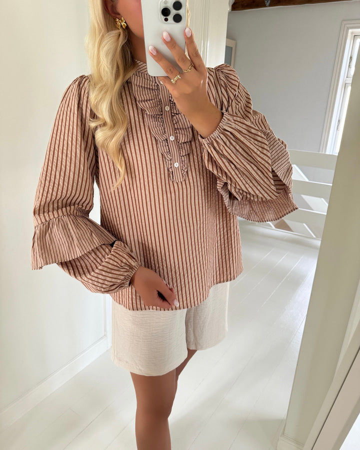 A-view bluse karin brown/white