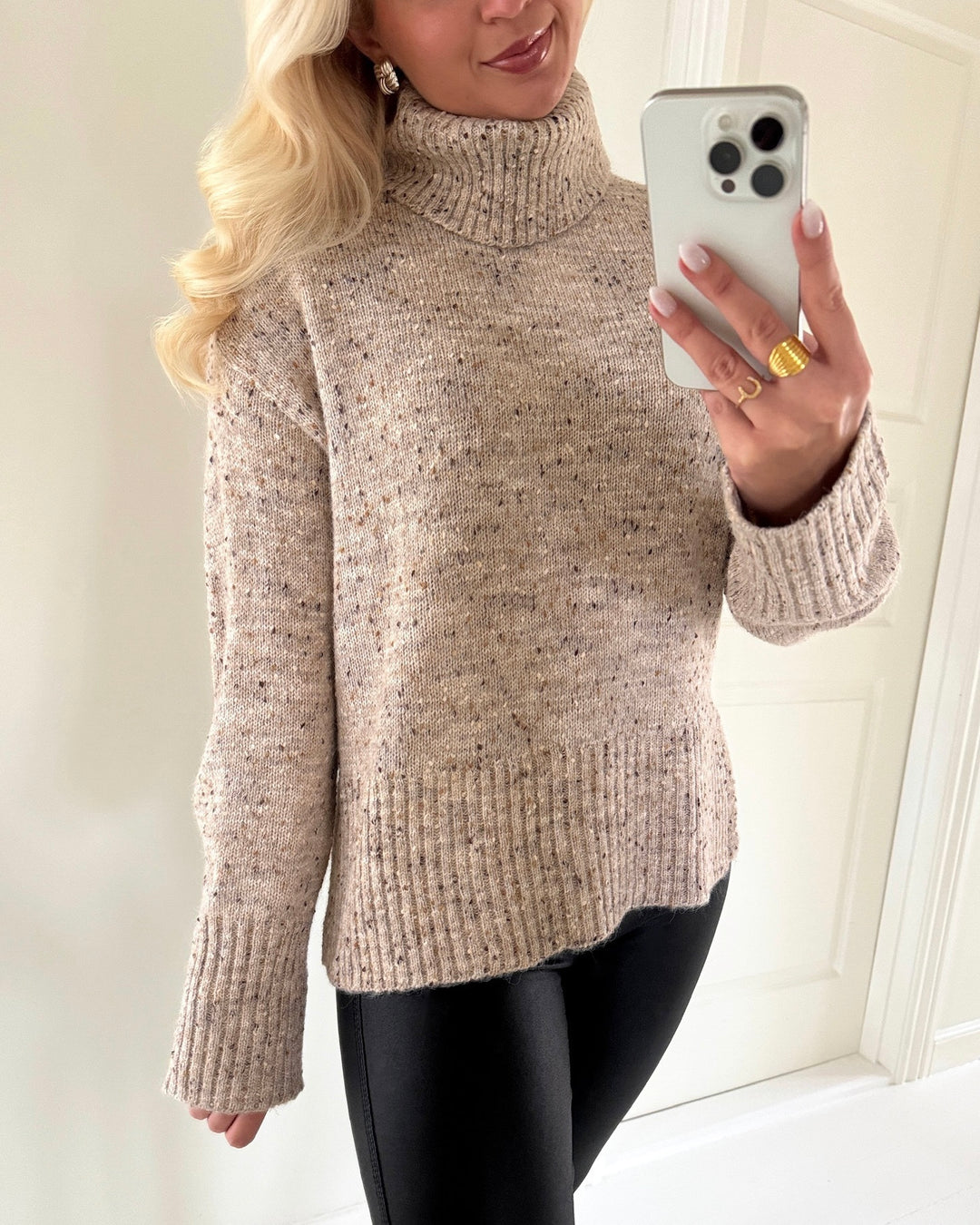 JDY striktrøje sabine ls oatmeal neps