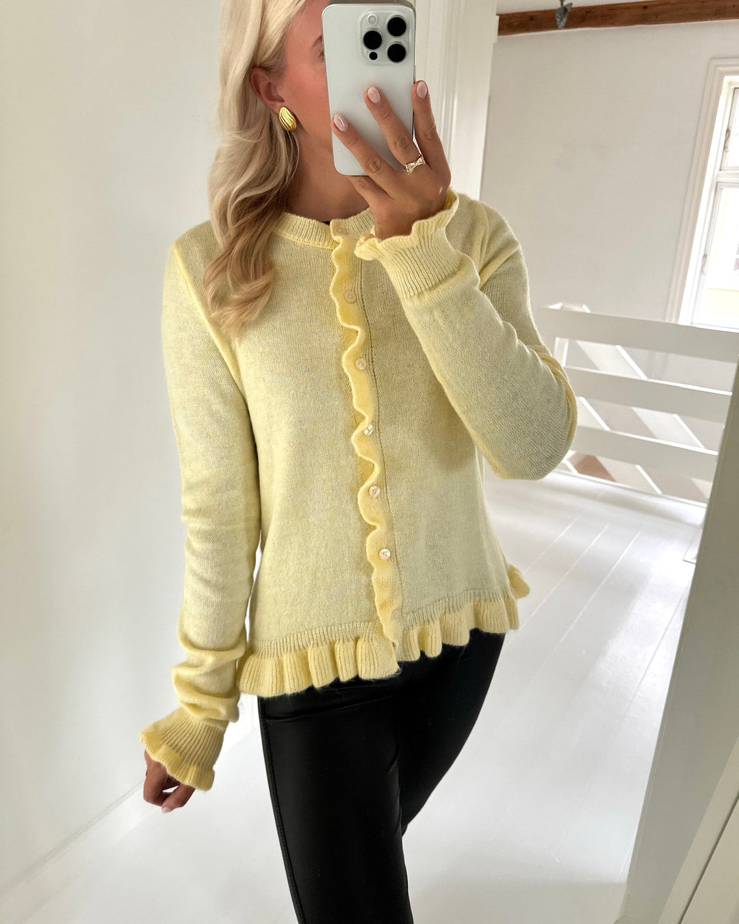 JDY cardigan letty l/s on frill knt yellow/melange