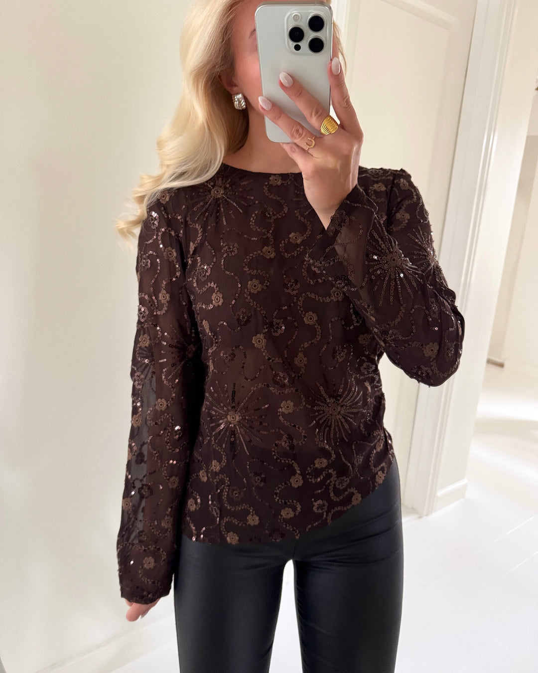 Only bluse bolton ls bead coffee bean beads