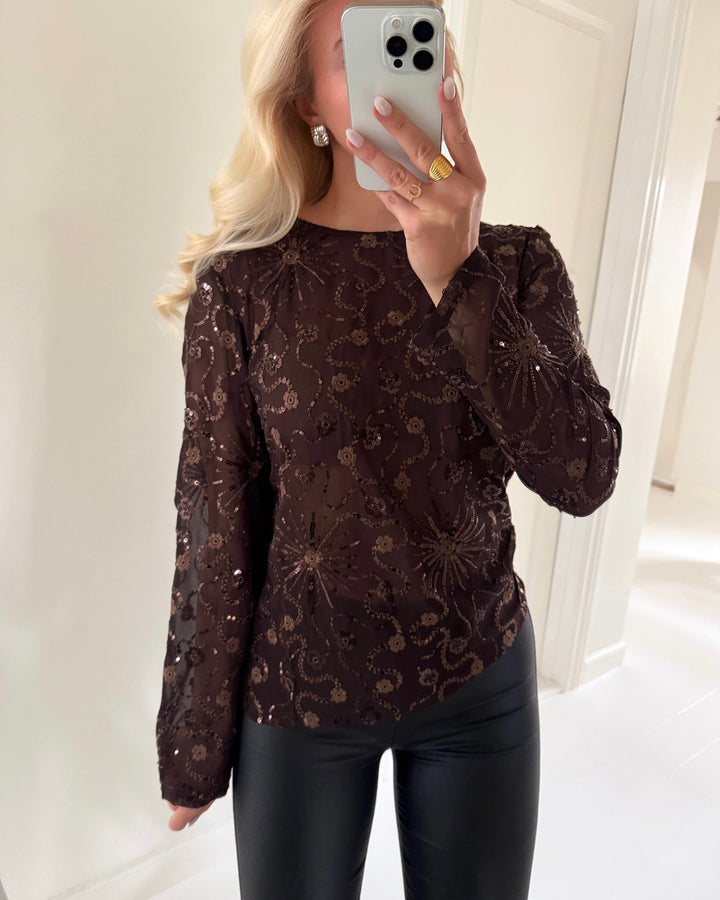 Only bluse bolton ls bead coffee bean beads