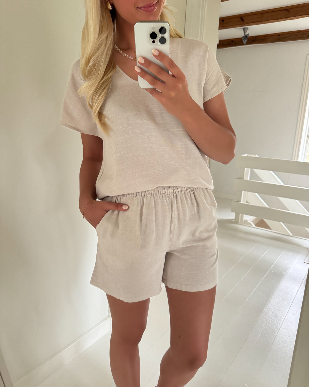 JDY top caya lion linen ss moonbeam