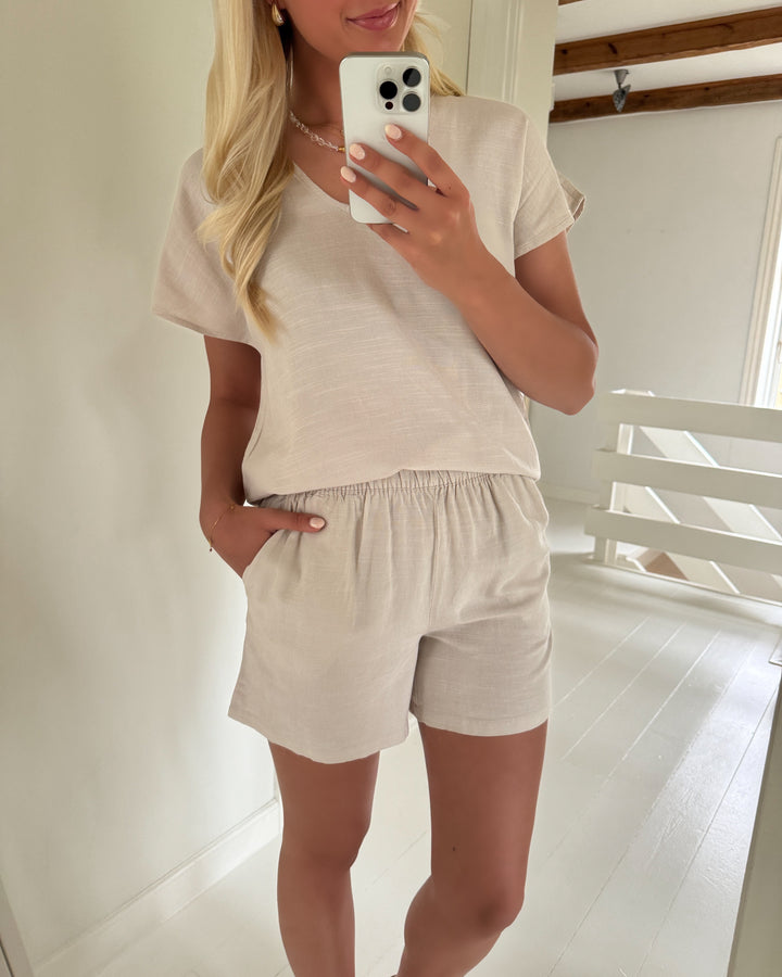 JDY top caya lion linen ss moonbeam