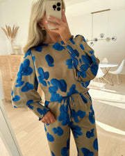 Love738-13 blouse sand/blue - FORUDBESTILLING LEV. UGE 49