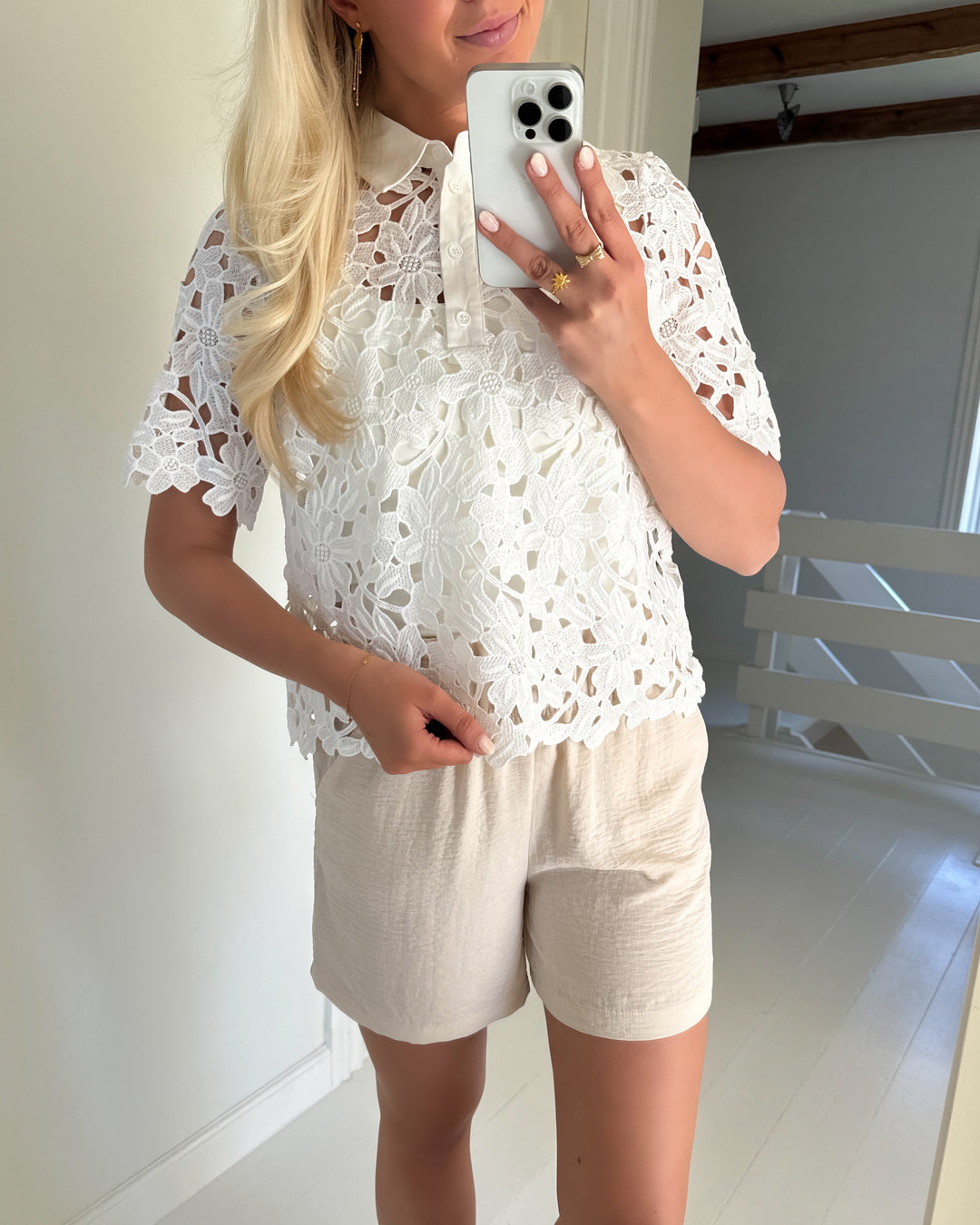 Aware by Vero Moda top kirby 2/4 shirt vma snow white