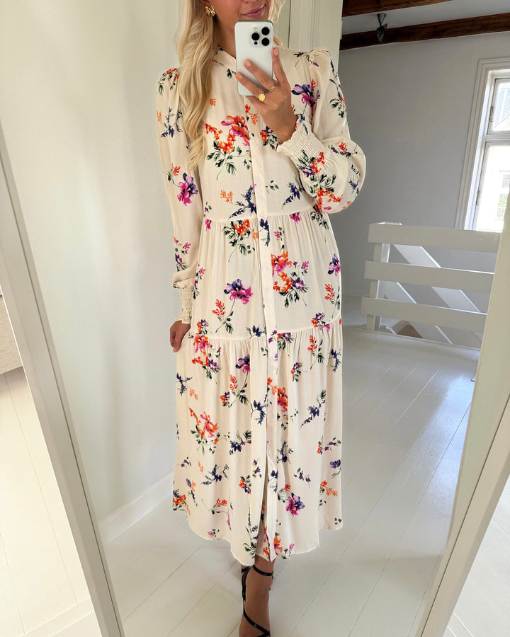 Y.A.S kjole asina ls long shirt whitecap gray/botanica - FORUDBESTILLING LEV. UGE 35