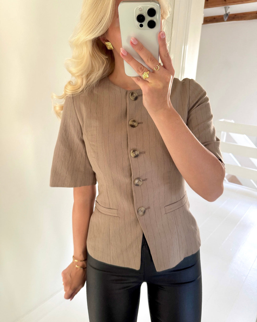 Vero Moda blazer polly 3/4 fossil black pintstripes as sample