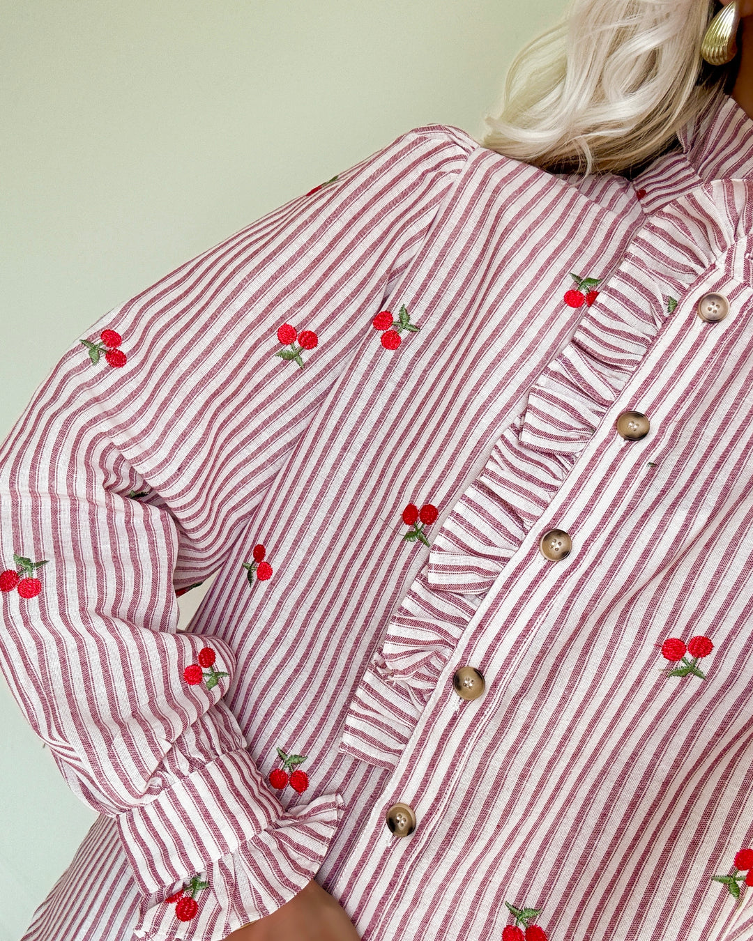 Stories from the Atelier skjorte winter garden off white/red