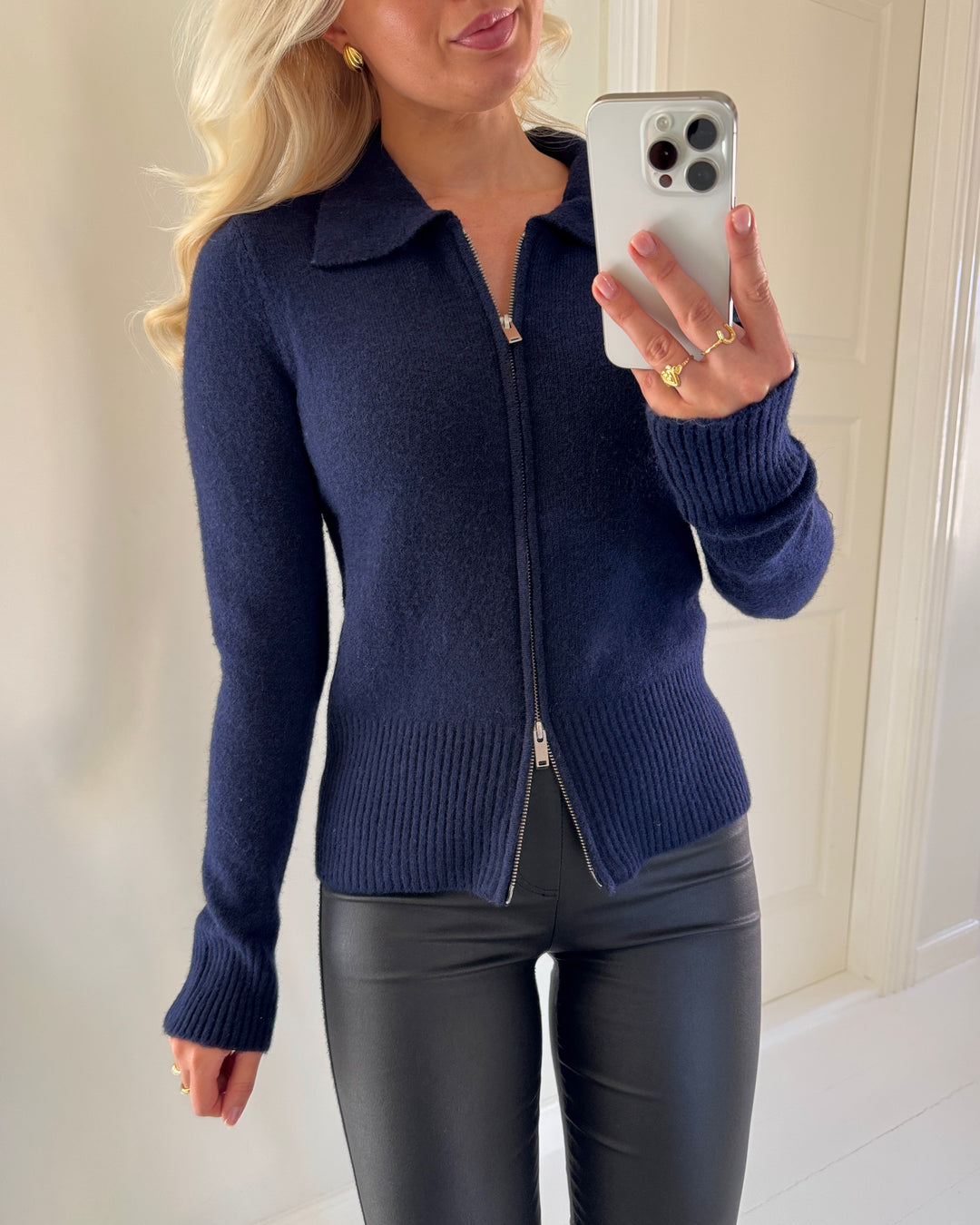 Only cardigan macey knt nightsky melange silver zip