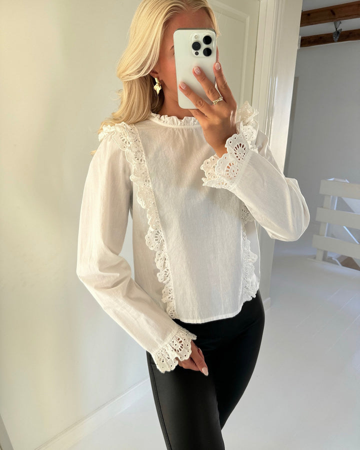 Pieces top jada ls wvn cloud dancer