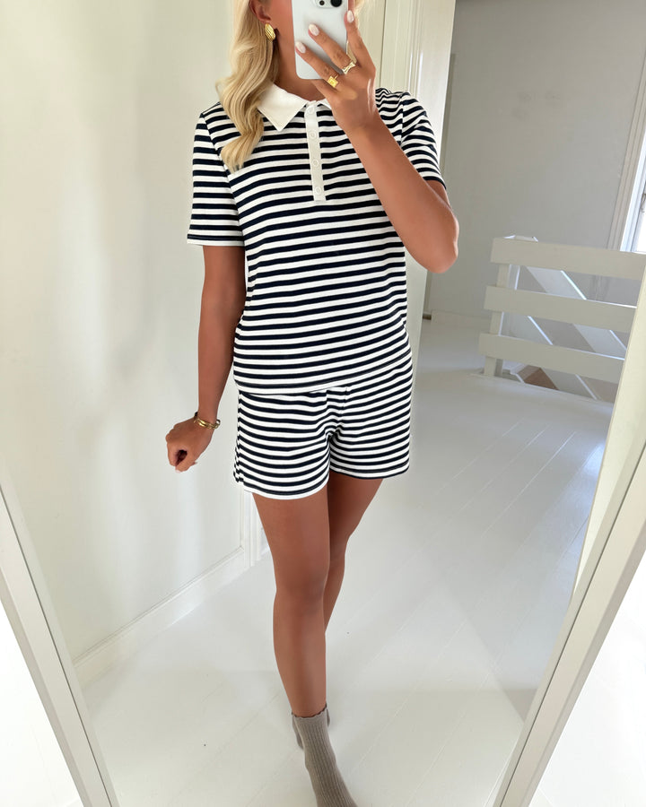 Pieces shorts donna mw rib maritime blue/cloud dancer