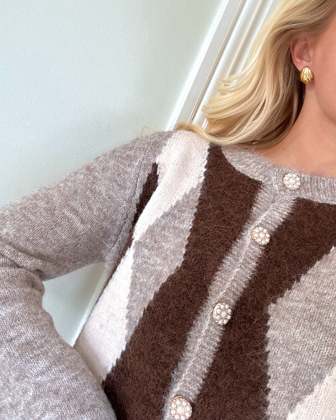 A-View cardigan alisa knit brown/white
