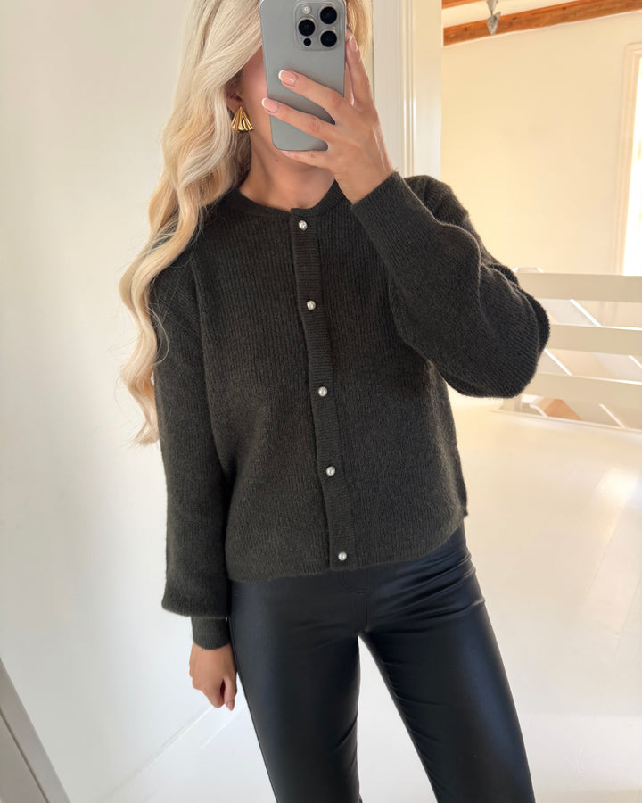 JDY cardigan lumi life ls button black olive/melange