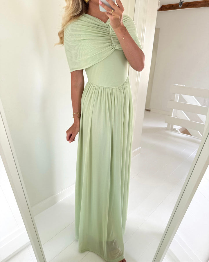 Vero Moda kjole rosetta cape detail maxi celadon green