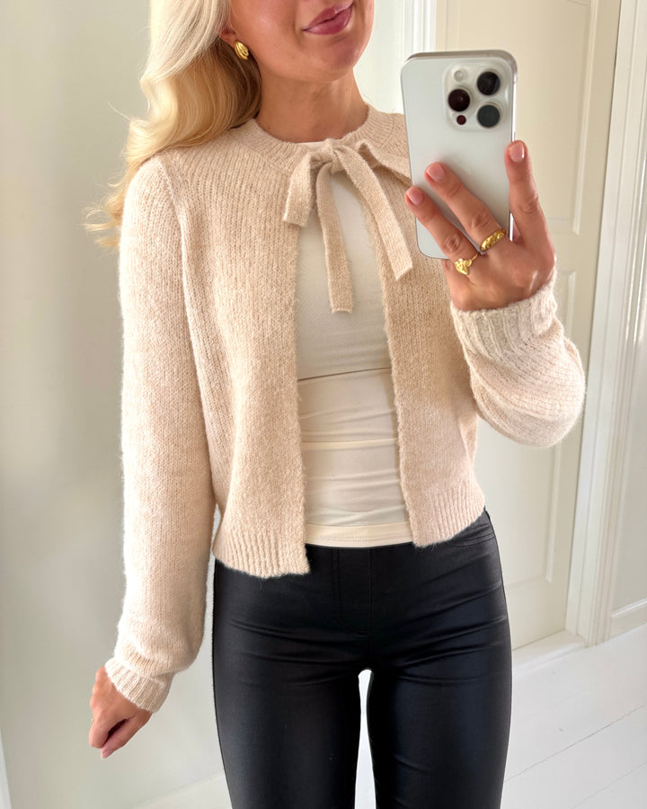 JDY cardigan dina life ls tie knt crème brûlée melange