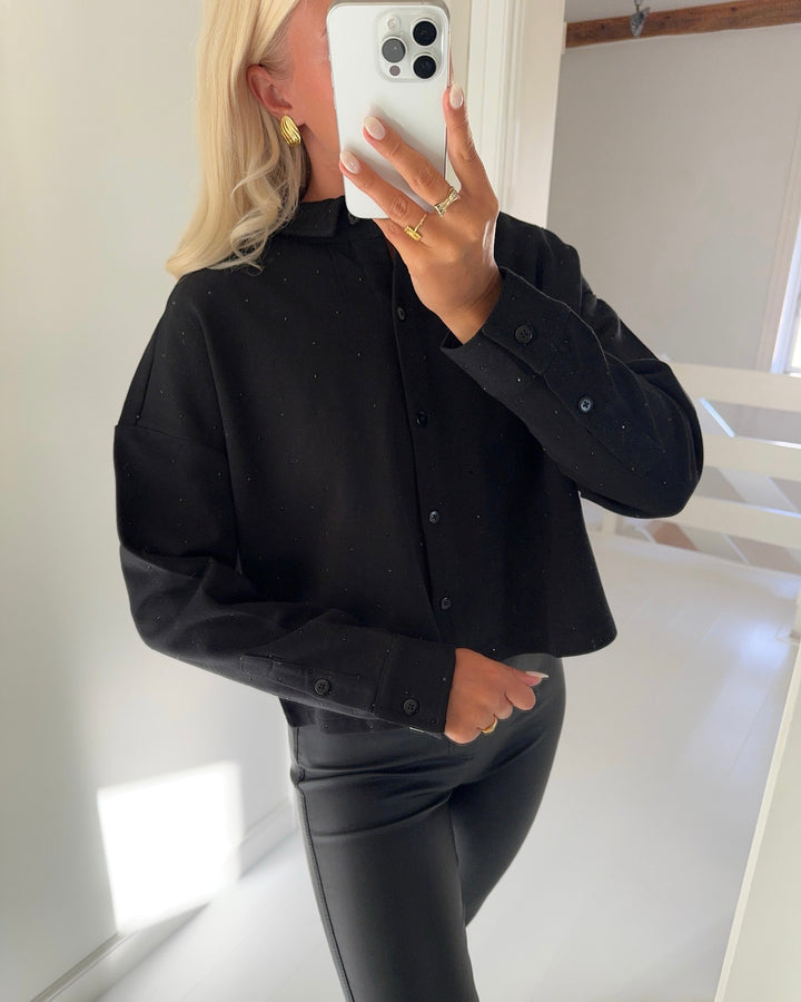 Only skjorte zenna ls stone black/black rhinestone