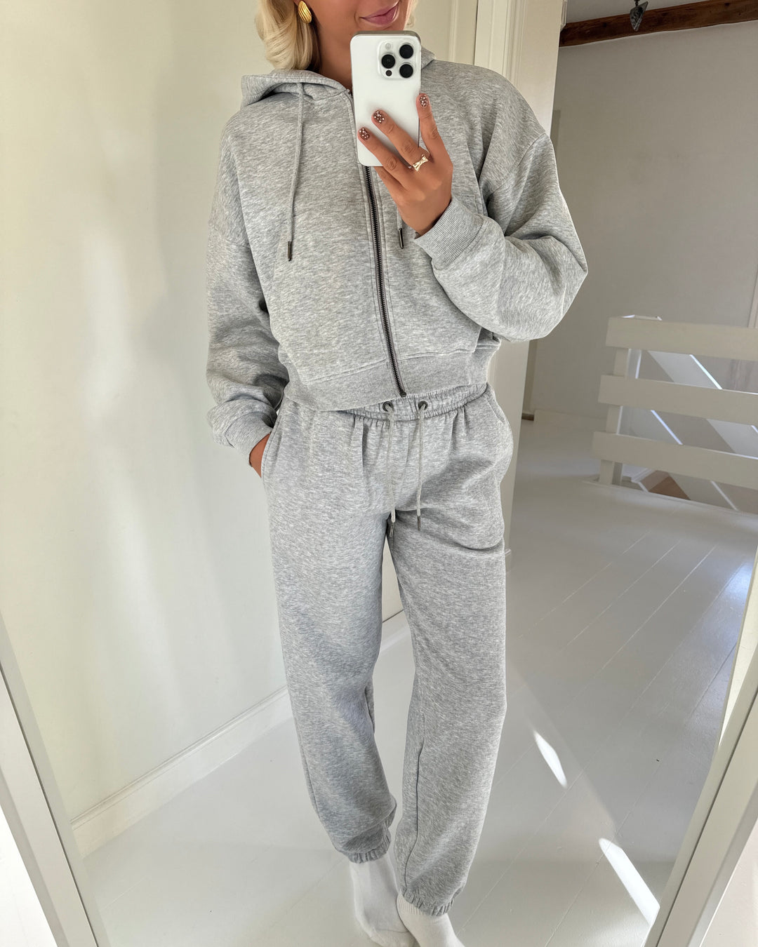 Sister’s Point trøje hike zip light grey melange