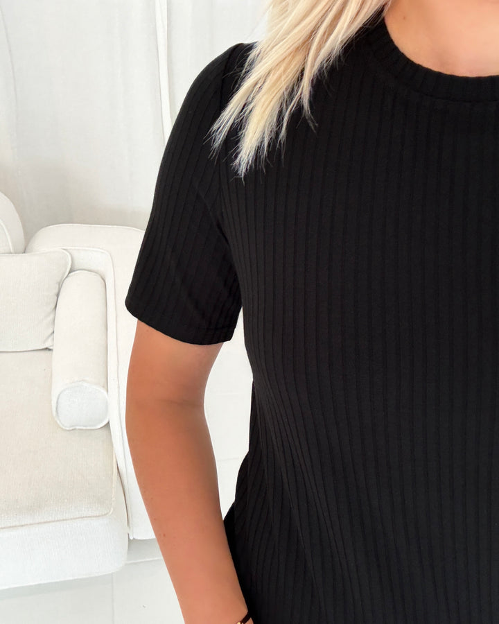 Pieces kjole kylie ss o-neck ankle black