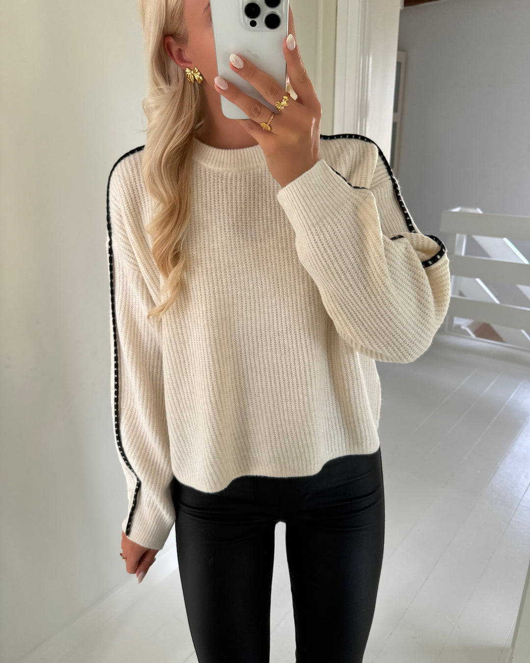 Vero Moda striktrøje zora ls o-neck birch/w. chocolate