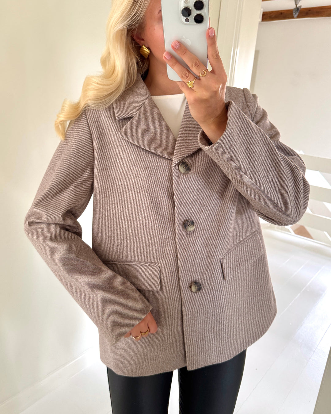 Pieces blazer bianca ls noos greige/melange