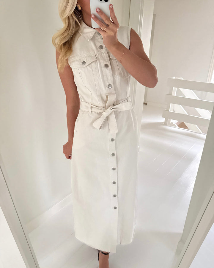 Vero Moda skjortekjole molly sl ank denim ecru